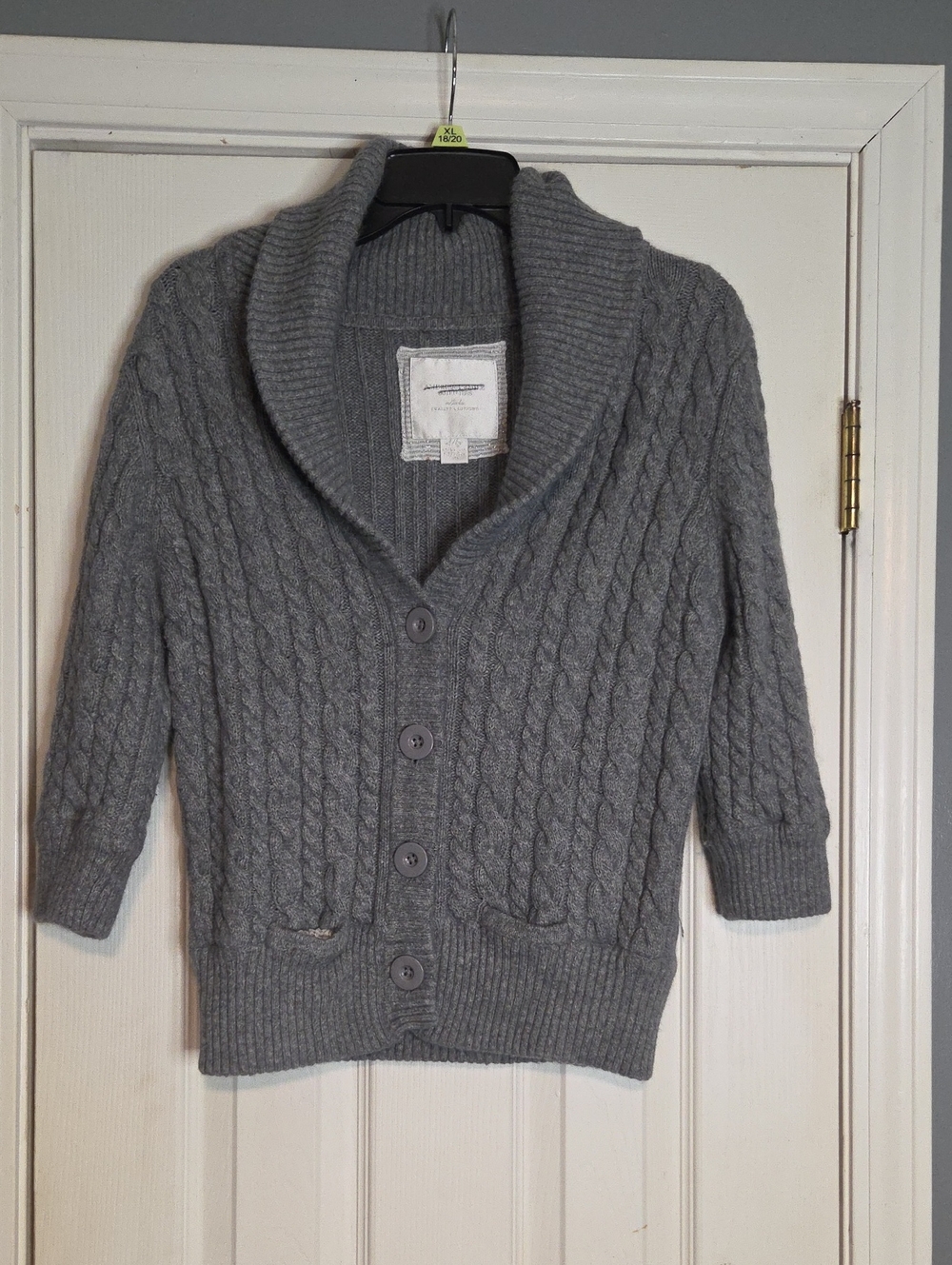 American Eagle Outfitters Cable Knit Shawl-Collar Alpaca Angora Blend Cardigan